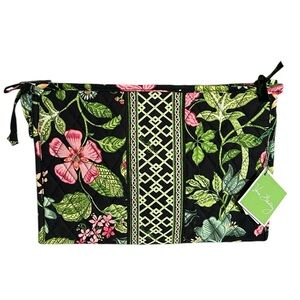 Vera Bradley Large Bow Cosmetic Bag Makeup Case in Retired Botanical Print